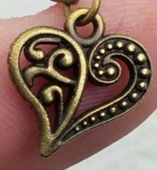 Bronze filigree heart charms