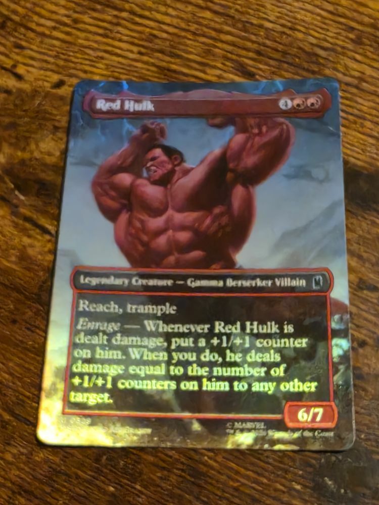 FREE: Magic the gathering mtg Red Hulk borderless foil card Marvel Superheroes
