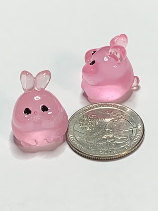 FAT BUNNIES~#1~DARK PINK~SET OF 2 BUNNIES~GLOW IN THE DARK~FREE SHIPPING!