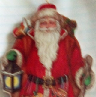 Santa cardboard flat ornament 