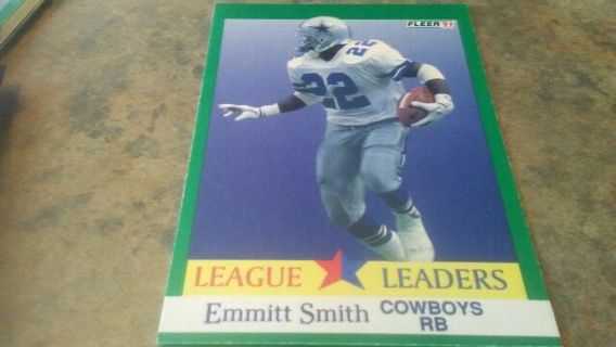 1991 FLEER LEAGUE LEADERS EMMITT SMITH DALLAS COWBOYS FOOTBALL CARD# 418