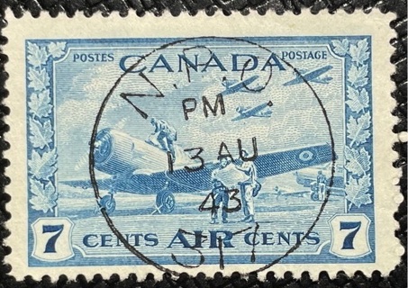 SC#C8 7c War Issue Air Mail w/SON N.P.O. 317 13 AU 43 postmark