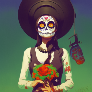 Listia Digital Collectible: Day of the dead sugar skull  cowgirl with flowers