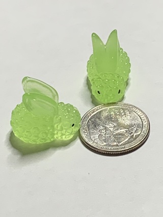 BUNNIES/RABBITS~#5~GREEN~SET OF 2~SET 2~GLOW IN THE DARK~FREE SHIPPING!