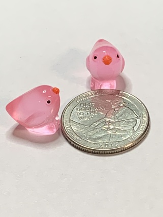 CHICKENS~#1~DARK PINK~MINIS~SET OF 2 CHICKENS~GLOW IN THE DARK~FREE SHIPPING!