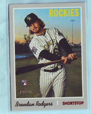 2020 Topps Heritage High Number Brandan Rodgers ROOKIE Baseball Card # 508 Rockies