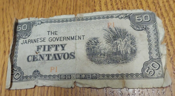 Japanese Government Philippines 50 Centavos Note