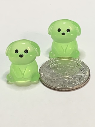 PUPPIES~#2~GREEN~SET OF 2 PUPPIES~GLOW IN THE DARK~FREE SHIPPING!