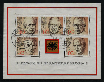 old mini sheet Germany depicting 5 past leaders