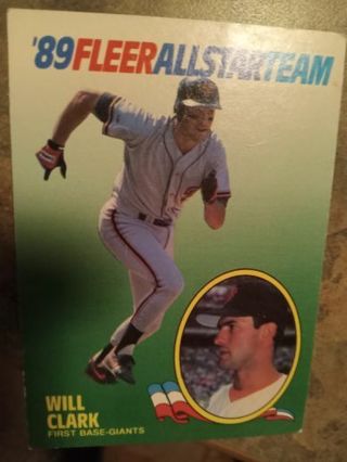 1989 FLEER ALL STAR TEAM WILL CLARK SAN FRANCISCO GIANTS BASEBALL CARD# 3 OF 12