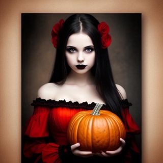 Gothic girl with pumpkin