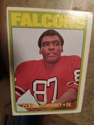 1972 TOPPS CLAUDE HUMPHREY ATLANTA FALCONS FOOTBALL CARD# 75