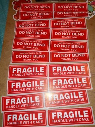 Do not bend and fragile 20 PC sticker no refunds regular mail only Very nice