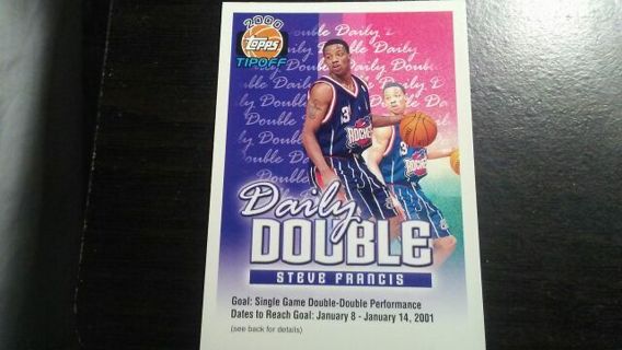 2000 TOPPS DAILY DOUBLE TIPOFF STEVE FRANCIS HOUSTON ROCKETS BASKETBALL CARD