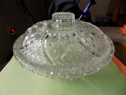 vintage  7 inch round heart shape swirls , diamond point pattern candy dish lead crystal