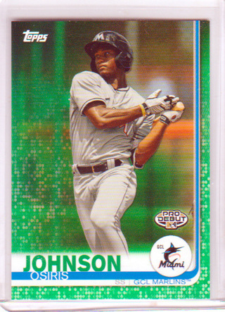 Osiris Johnson, 2019 Topps Pro Debut Card #166, Miami Marlins, 82/99, (EL)