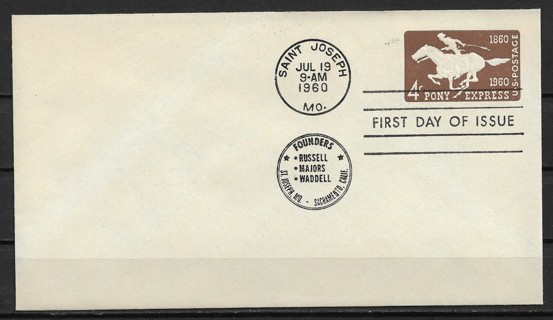 1960 ScU543 4¢ Pony Express postal stationary FDC