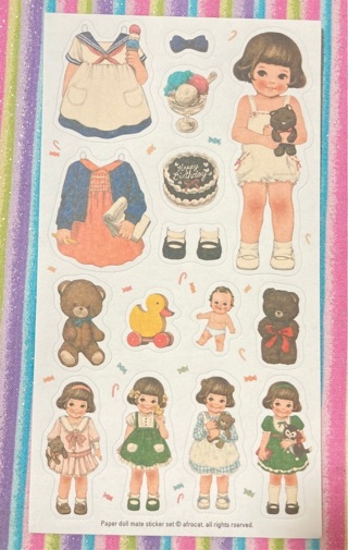 Kawaii paper doll sticker sheet