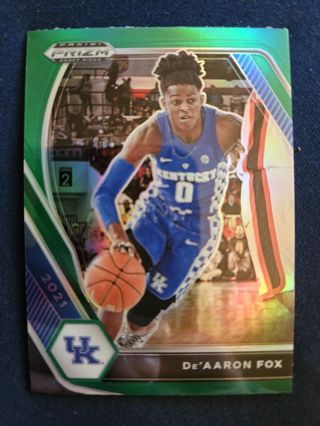 2021 Panini Prizm Draft Picks Green Prizm De'Aaron Fox