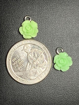 ROSE CHARMS~#17~GREEN~SET OF 2~FREE SHIPPING!