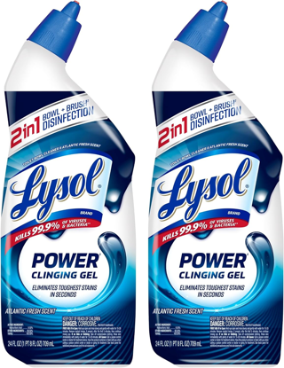 (2-Pack) Lysol Power Toilet Bowl Cleaner Gel, For Cleaning and Disinfecting, Stain Removal, 24 Fl oz