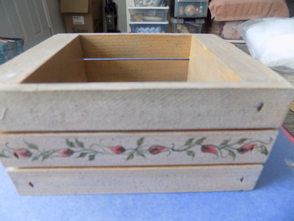 5 x 4 x 2 12 wood slatted crate/planter with flowering vine painted on it