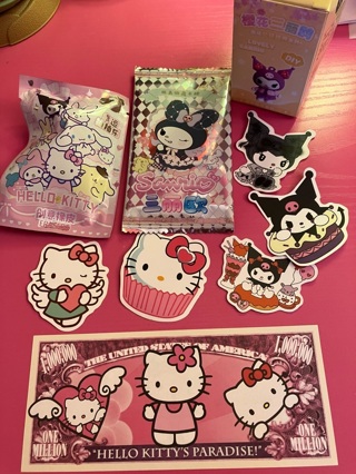 Tiny Cute little Hellokitty&friends fun pack! (Stickers,cards,eraser,keychain,+bill)