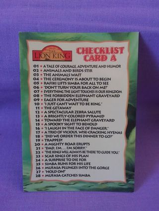 The Lion King Trading Card # 89 Checklist