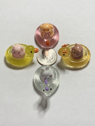 ANIMAL FIGURES WITH SWIMMING RINGS~#1~SET OF 4~GLOW IN THE DARK~FREE SHIPPING!