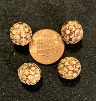 4 Brown Flower Beads