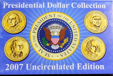 PRESIDENTIAL DOLLAR COLLECTION 2007 GOLD EDITION UNCIRCULATED JUST FANTASTIC GRAB THESE BEAUTIES.