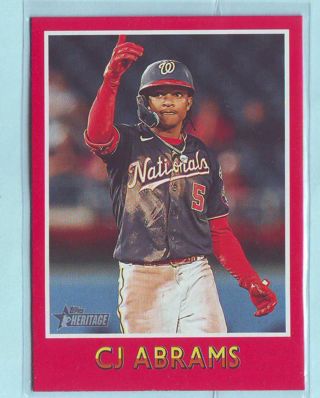 2024 Topps Heritage CJ Abrams BASEBALL SENSATIONS INSERT Baseball Card # 75BS-9 Nationals