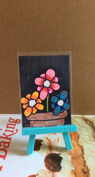 3 Flowers in Vase original drawing aceo