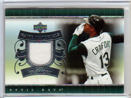 Carl Crawford, 2007 Upper Deck Game Materials RELIC Card #UD-CC ,Tampa Bay Rays, (EL)