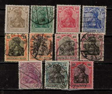 Germany Germania Stamps 1905-1917