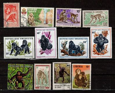 Collection of Monkeys on Stamps