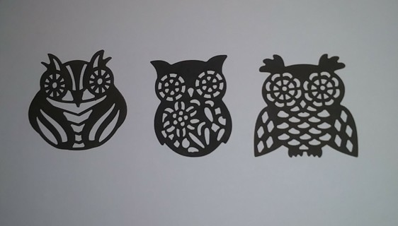 3, 2" square, decorative craft owls