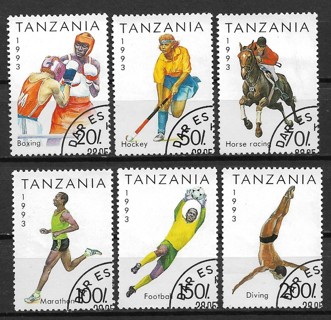 1993 Tanzania Sc1018-22 Sports CTO set of 6