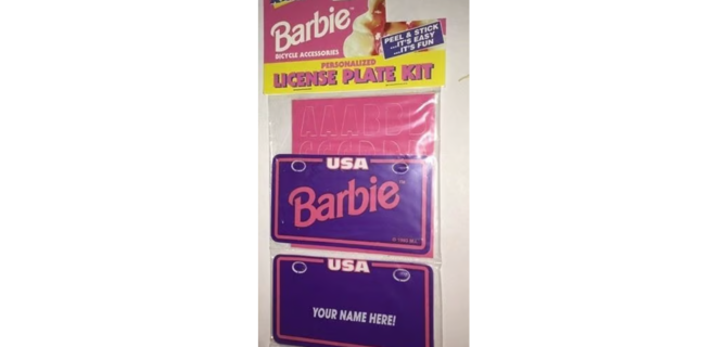 Rare Vintage 1993 Barbie Mattel Personalized License Plate Kit  fc2