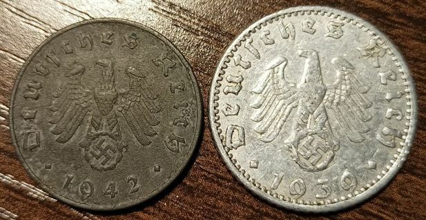 1939 & 1942 Nazi Germany ReichPfennigs Full bold dates!