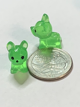 DOGS~#2~GREEN~MINIS~SET OF 2 DOGS~GLOW IN THE DARK~FREE SHIPPING!