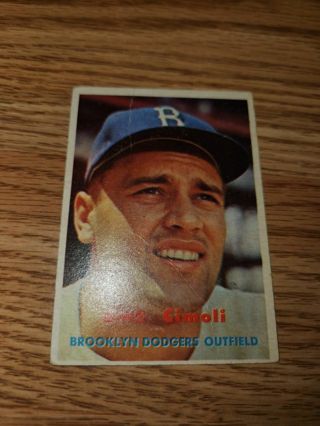 1957 Topps Baseball Gino Cimoli #319 Brooklyn Dodgers,Fair condition, mid series,Free Shipping!