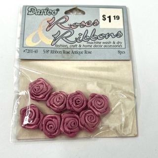 NIP Antique Rose Ribbon Roses 5/80