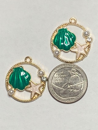 GREEN CHARMS~#2~SET OF 2 CHARMS~FREE SHIPPING!