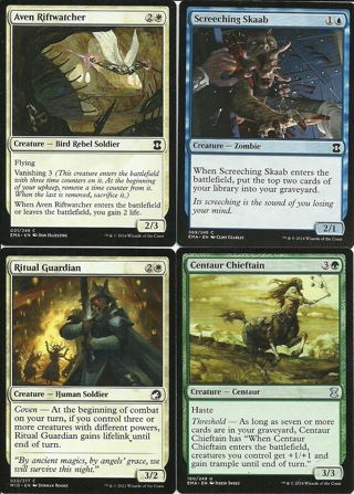 4 MTG Cards Centaur Chieftan #160/249 Aven Riftwatcher #001/249 & More 