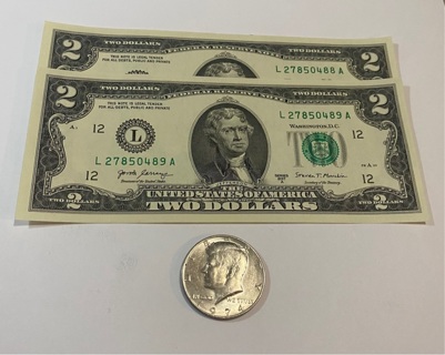 Collectible Two Dollar Bills & 1974 50c Coin!