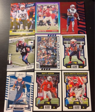 9 New England Patriots football cards 