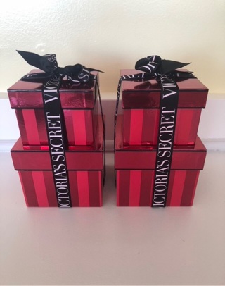 2 Victoria’s Secret Red Stripe Store Display Storage Boxes Excellent Gift Boxes • Free Shipping