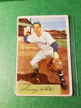 1954 - EXMT - NRMT BOWMAN BASEBALL - CARD NO - 34 - SAMMY WHITE - RED SOX 