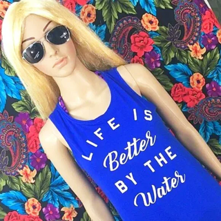 NEW WOMEN'S TANK CAMI TOP " LIFE IS BETTER BY THE WATER" SHIRT WOMENS SIZE SMALL
